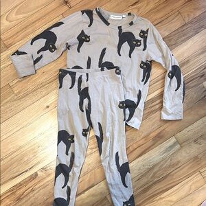 Mini Rodini Kids Pajamas with Black Cat Design